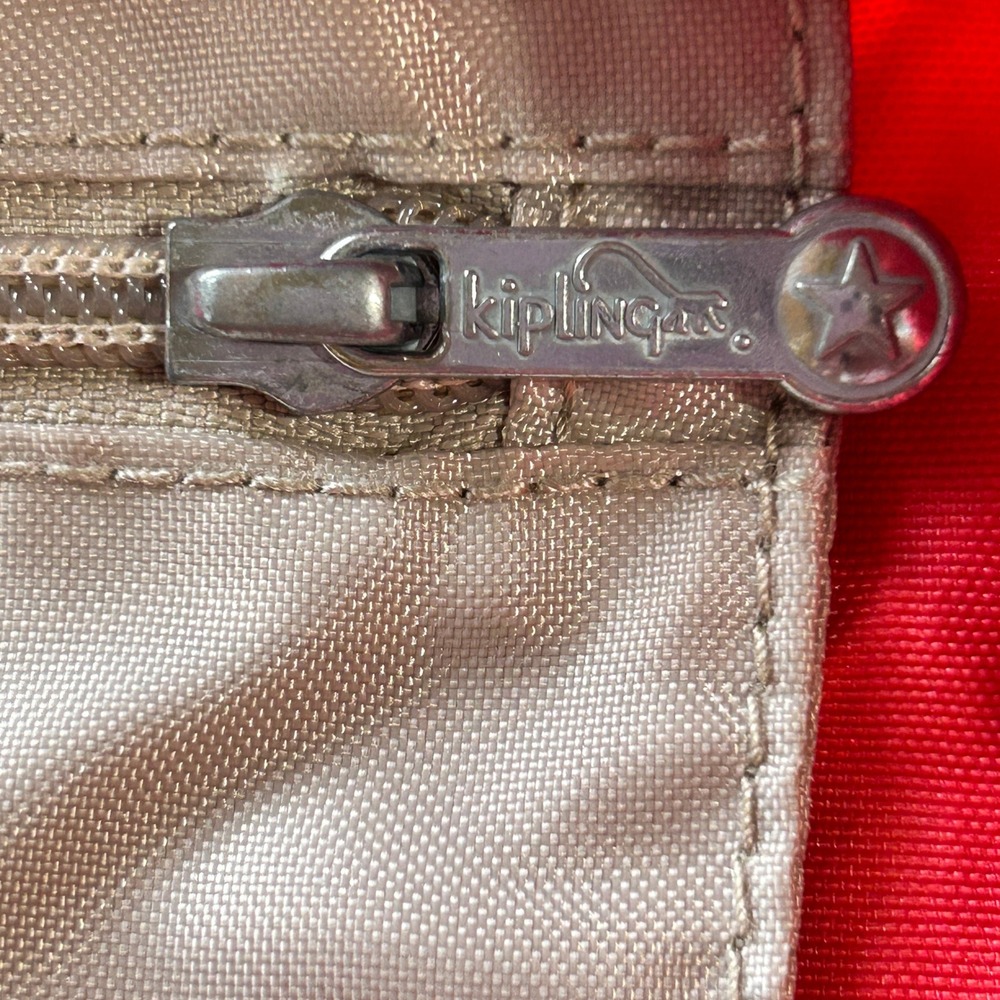 Kipling Drawstring Backpack Bag Monkey Charm Pink… - image 6